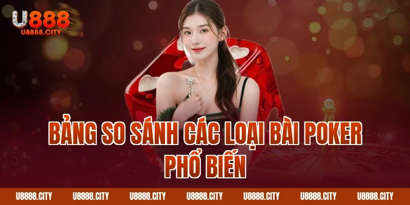 Hướng Dẫn Cách Chơi Poker U888 Cơ Bản 4 Bảng so sánh các loại bài poker phổ biến